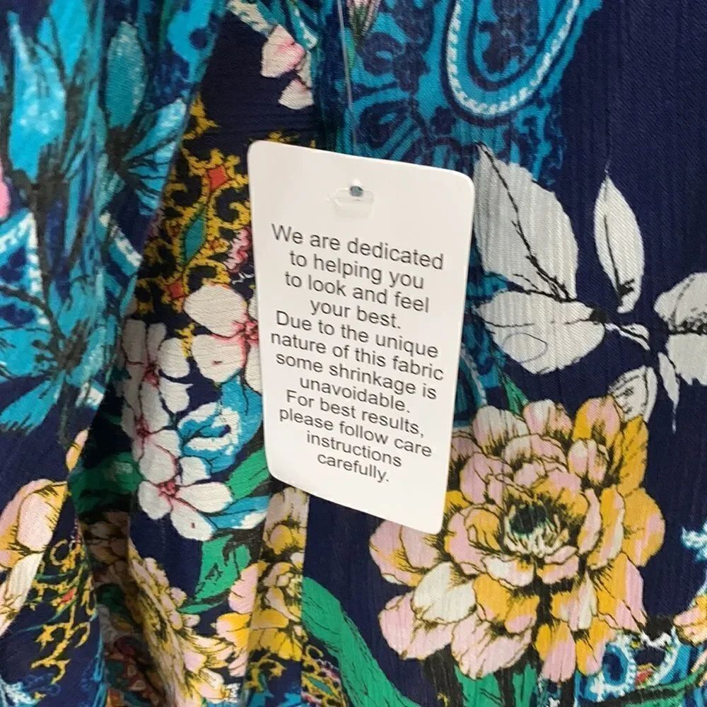 Roman’s 34 W Blouse Tunic Mini Dress Floral Print Multi Color Long Sleeved New - Picture 7 of 10